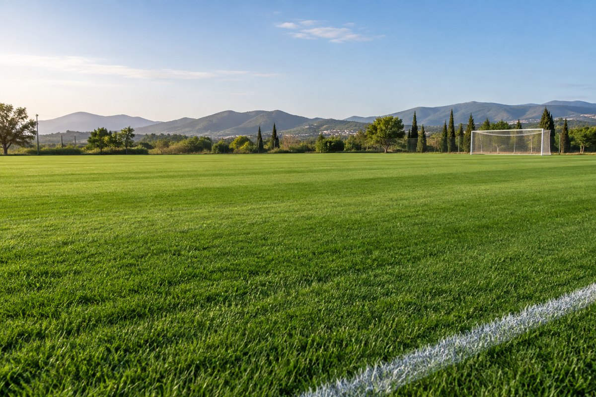 Campo de fútbol de césped natural con festuca